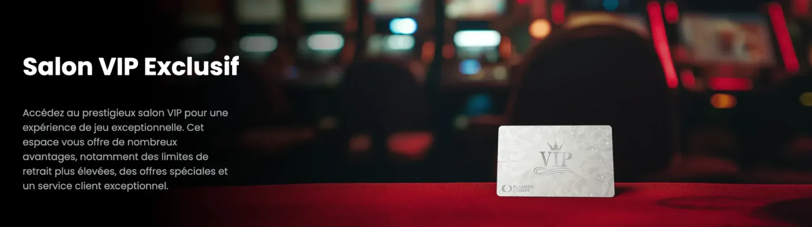 Salon VIP exclusif de Casino Night avec une carte VIP et des avantages réservés aux membres